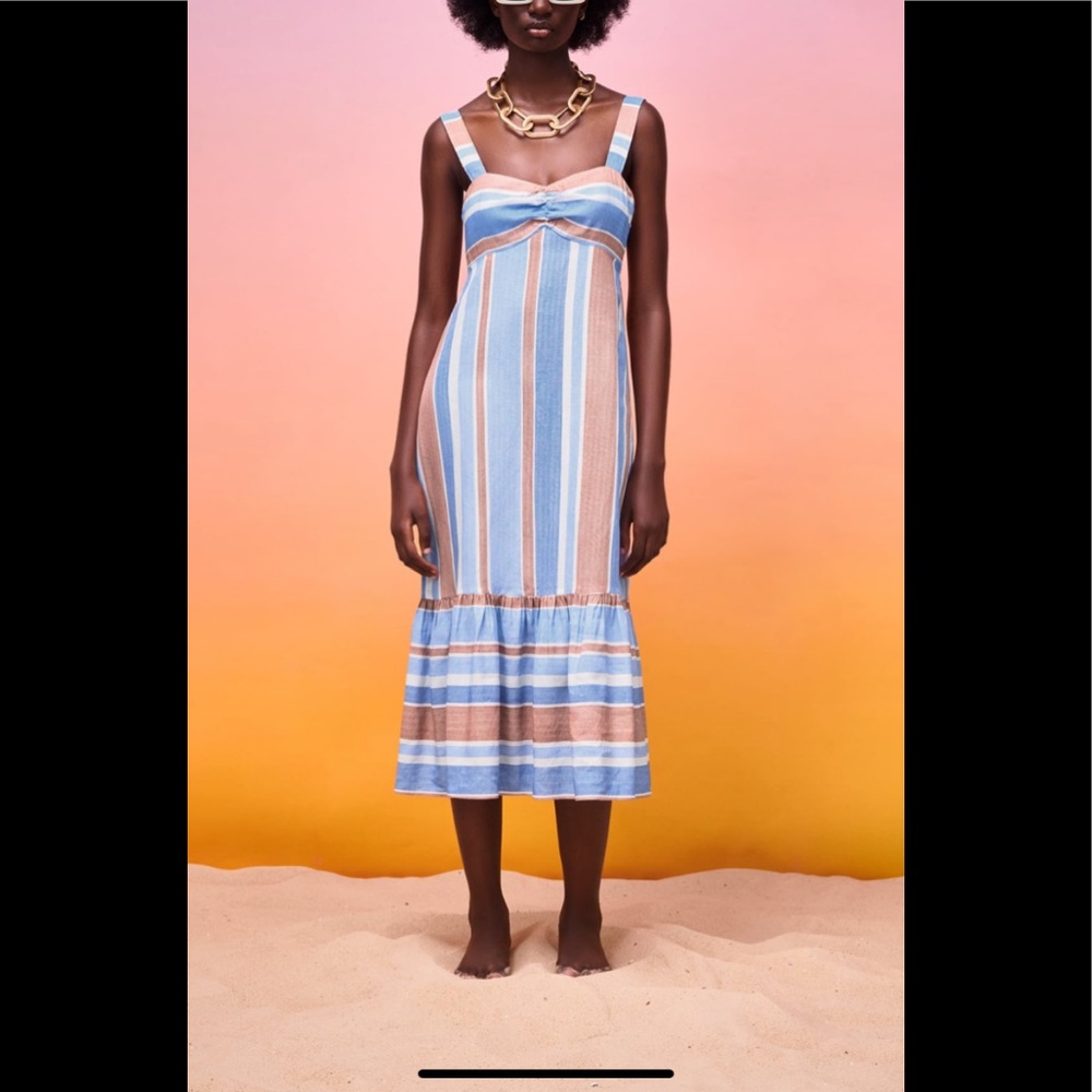 Zara striped linen blend dress